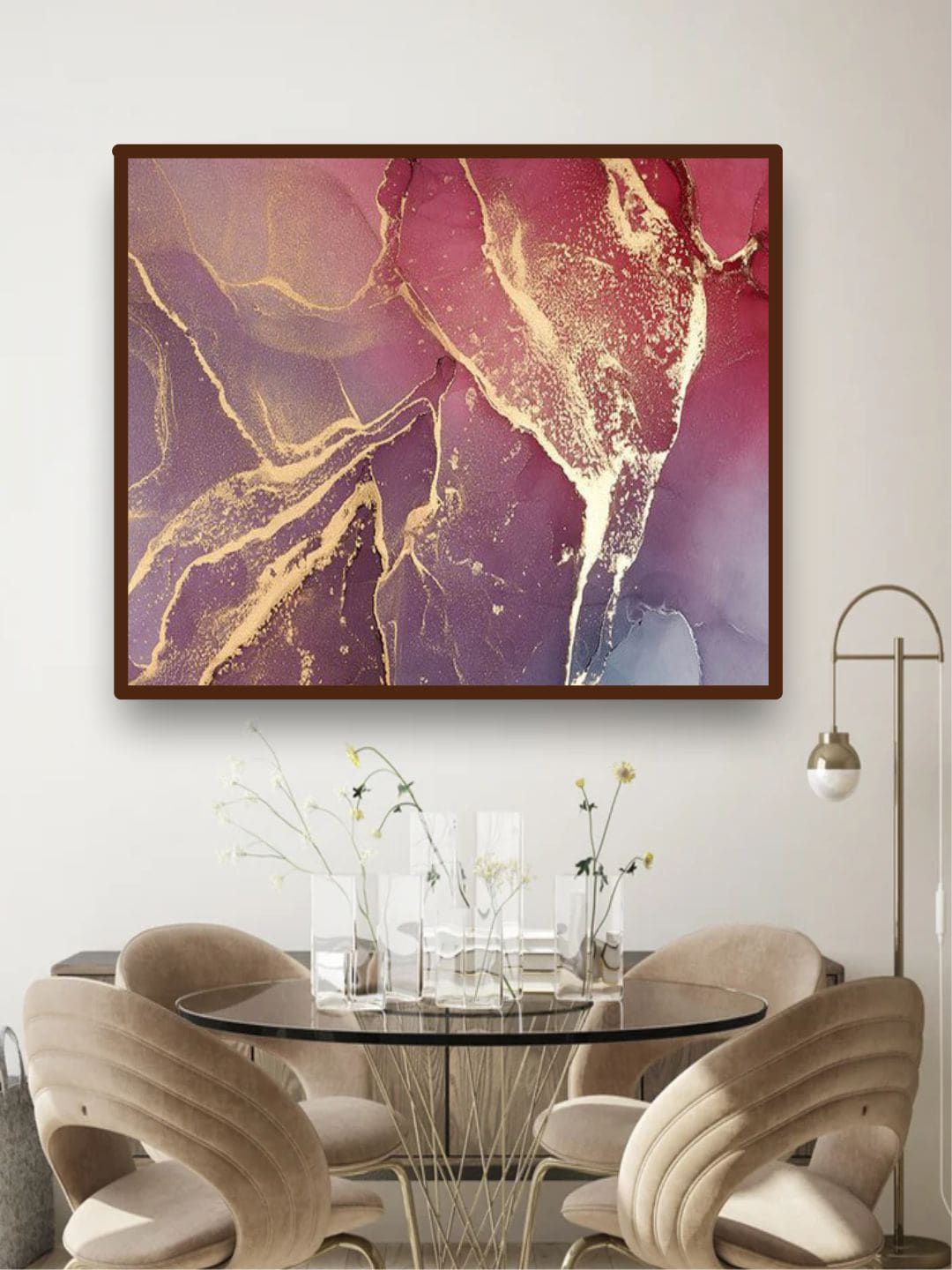 The Art House Blue & Gold Abstract Painting Wall Art Price in India