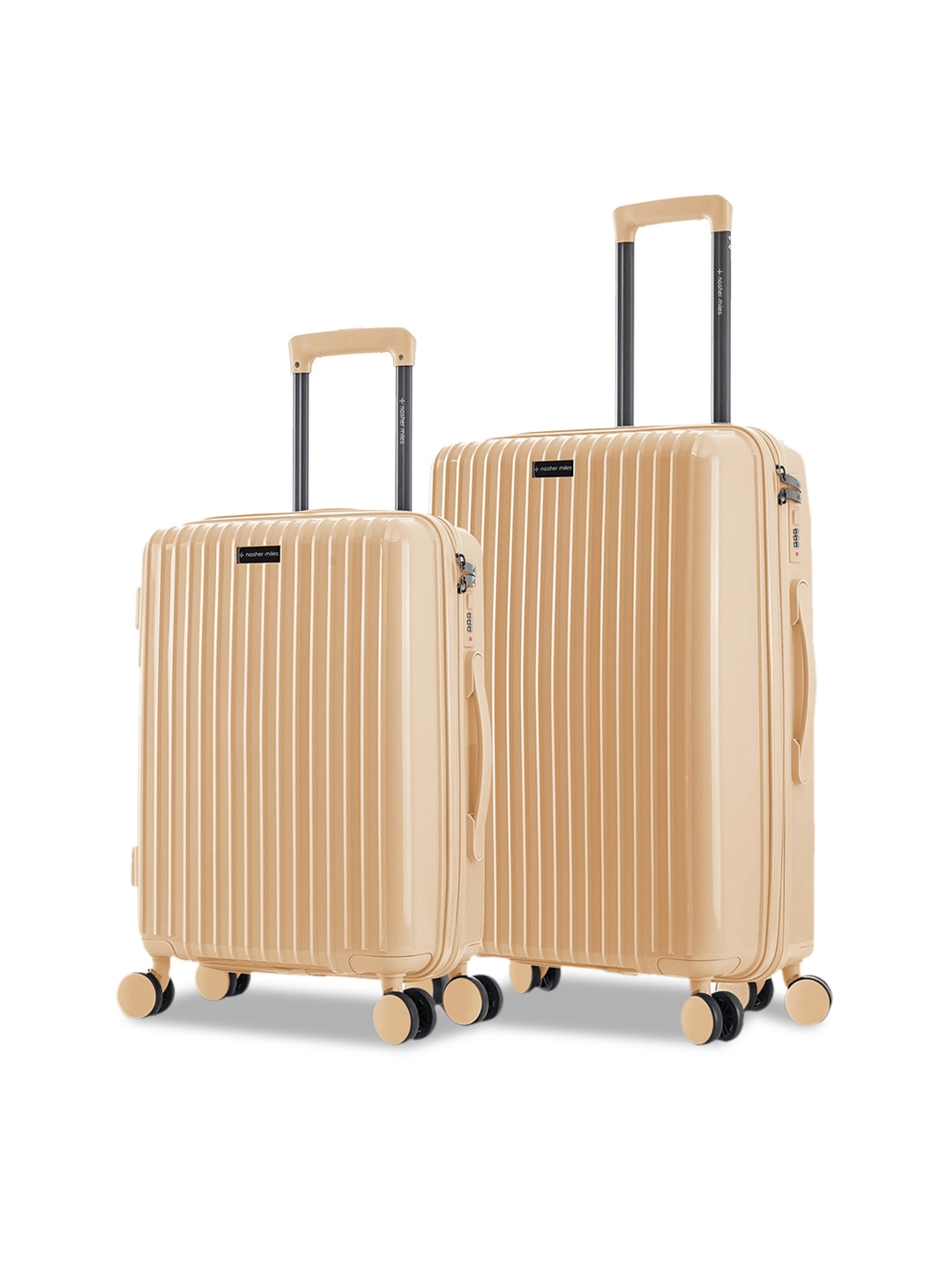 Nasher Miles Set of 2 Peach-Colored Solid  Trolley Bag Price in India