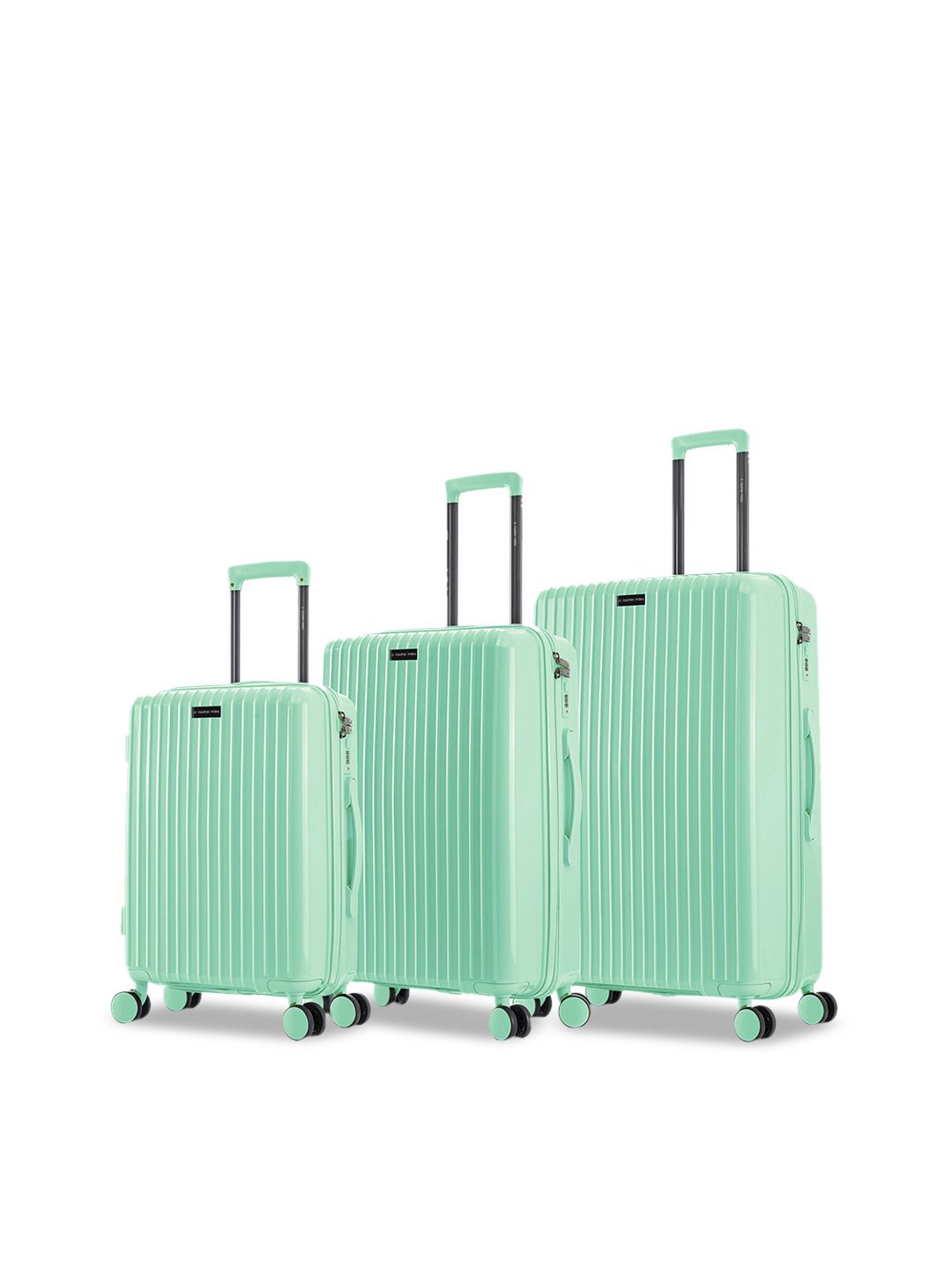 Nasher Miles Mint Green Set of 3 Textured Hard-Sided Trolley Bags Price in India