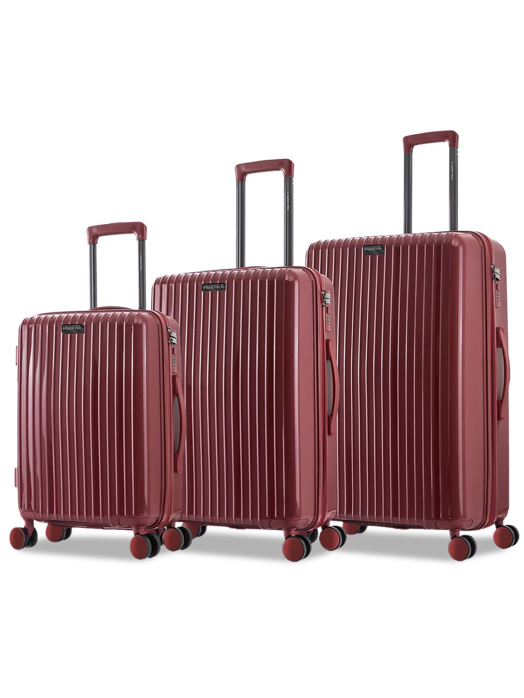 Nasher Miles Set of 3 Maroon Trolley Bags Price in India