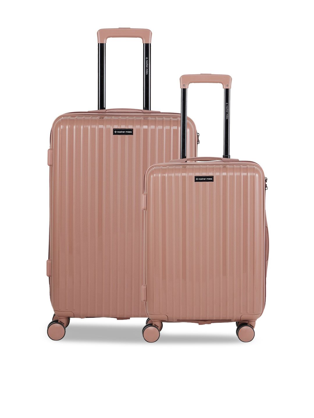 Nasher Miles Set Of 2 Pink Textured Hard-Side Trolley Bags Price in India