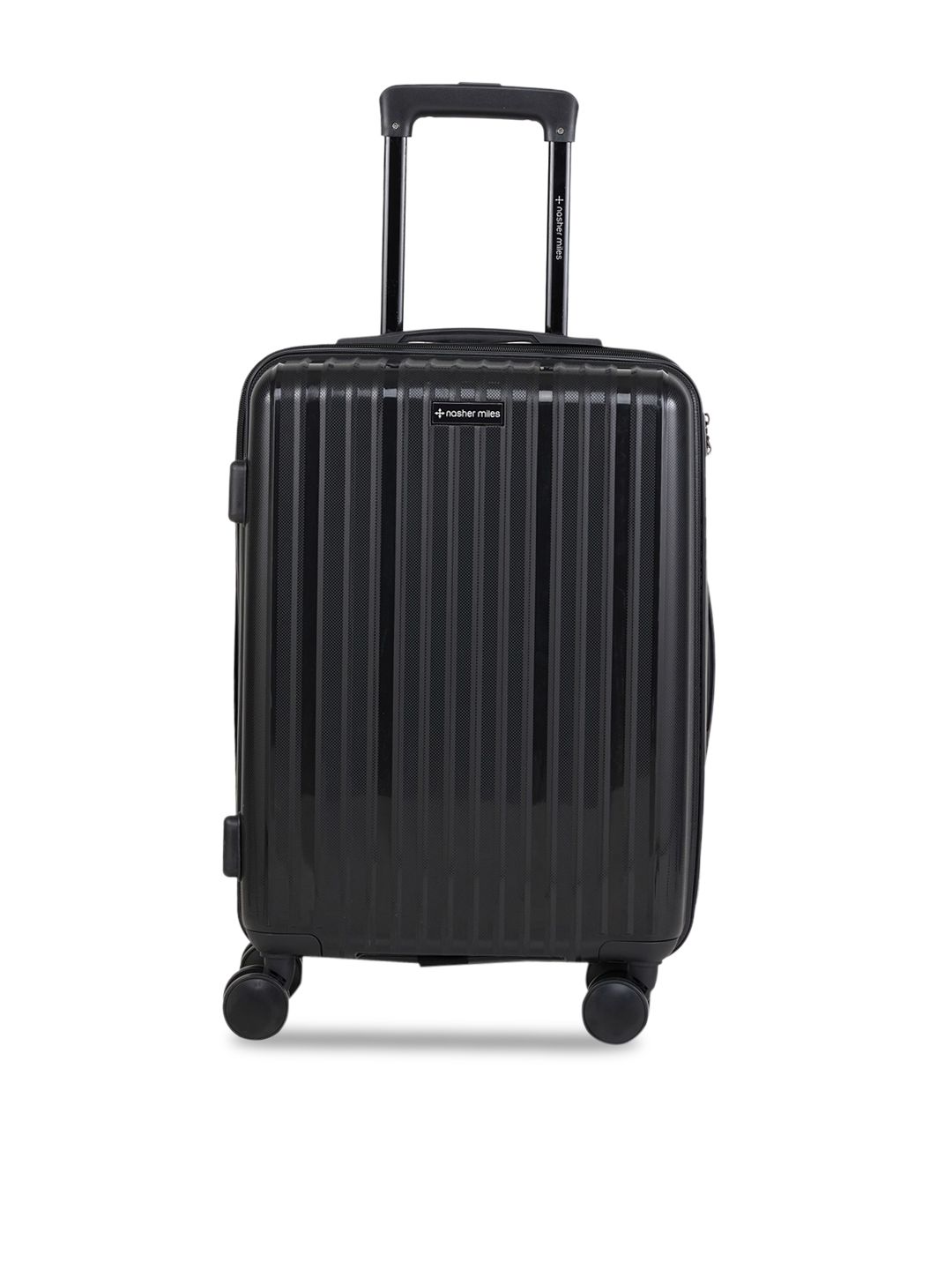 Nasher Miles Black Textured Hard-Sided Trolley Suitcases Price in India