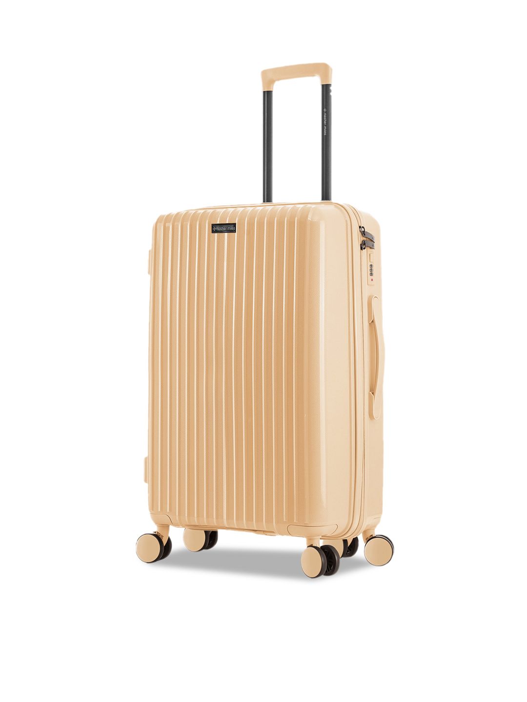 Nasher Miles Peach-Colored Textured Hard-Sided Medium Trolley Suitcase Price in India