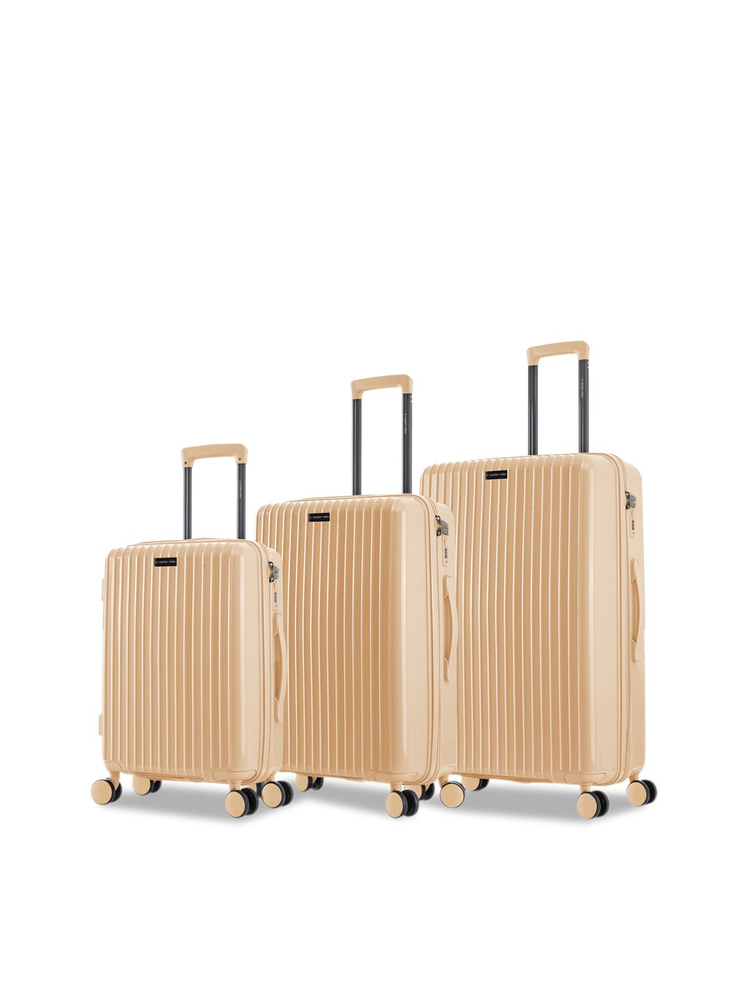 Nasher Miles Set of 3 Peach Textured Hard-Sided Trolley Bags Price in India