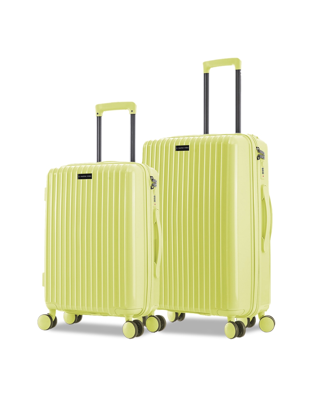 Nasher Miles Set of 2 Lime Green Textured Hard-Sided Trolley Bags Price in India