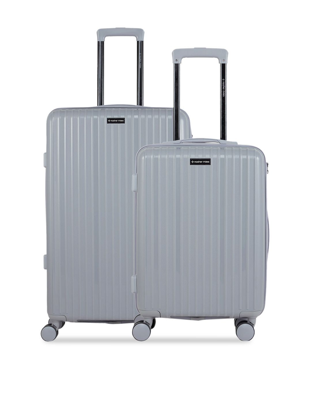 Nasher Miles Set Of 2 Grey Textured Hard-Sided Trolley Suitcases Price in India