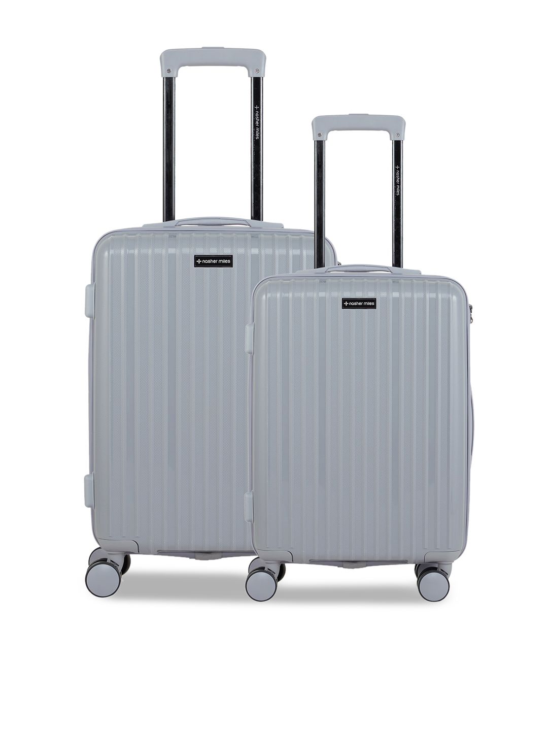 Nasher Miles Set of 2 Grey Textured Hard-Sided Trolley Bags Price in India