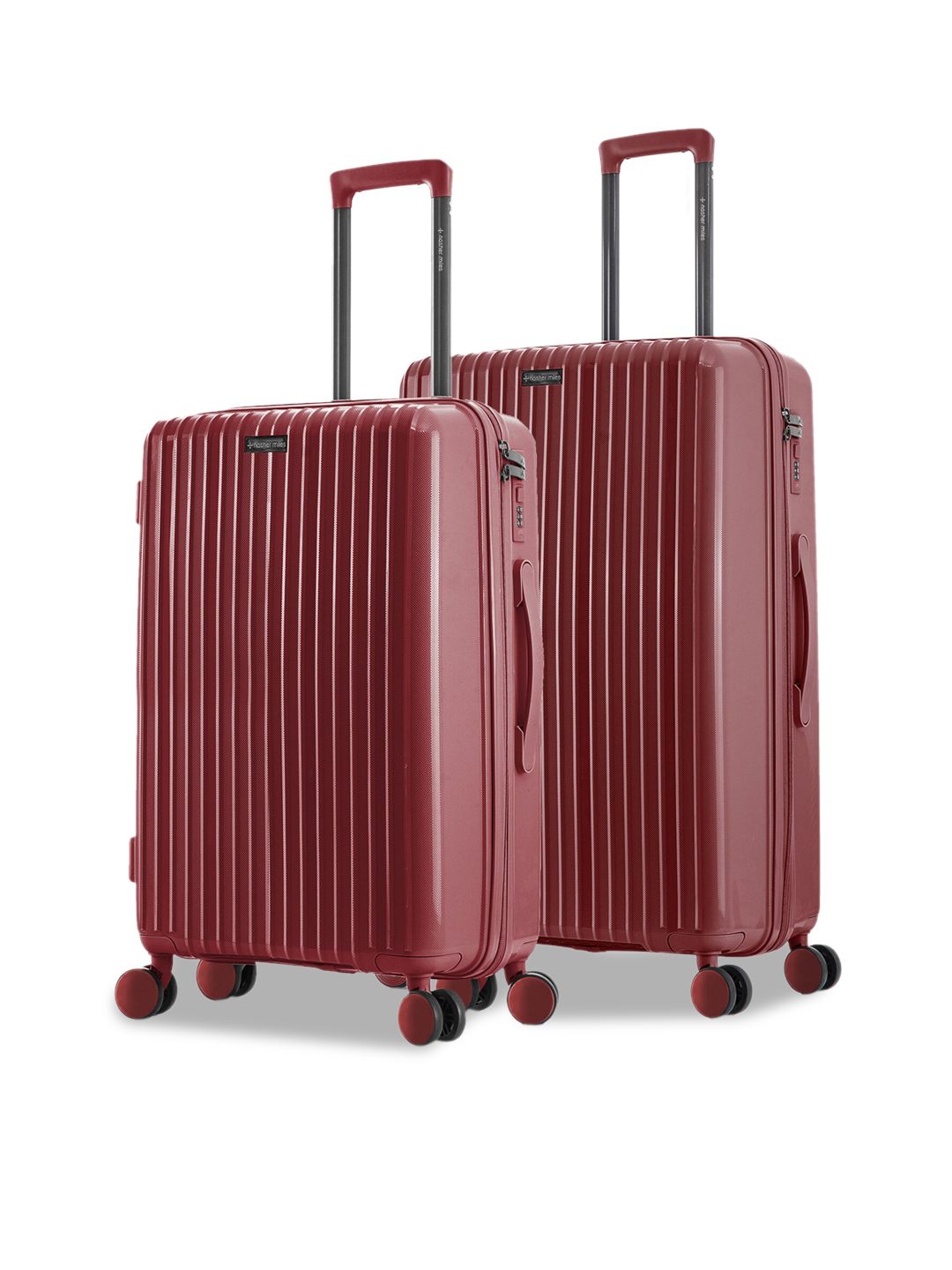 Nasher Miles Set of 2 Maroon Textured Hard-Sided Trolley Bags Price in India