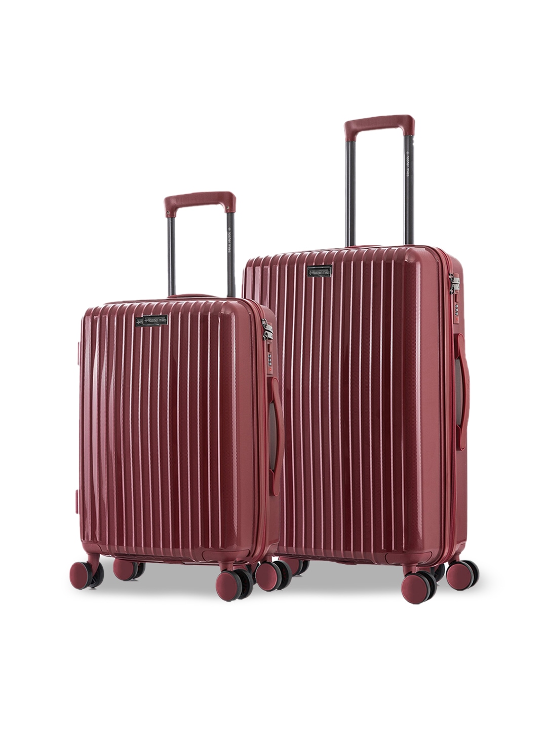 Nasher Miles Set of 2  Maroon Solid Trolley Bag Price in India