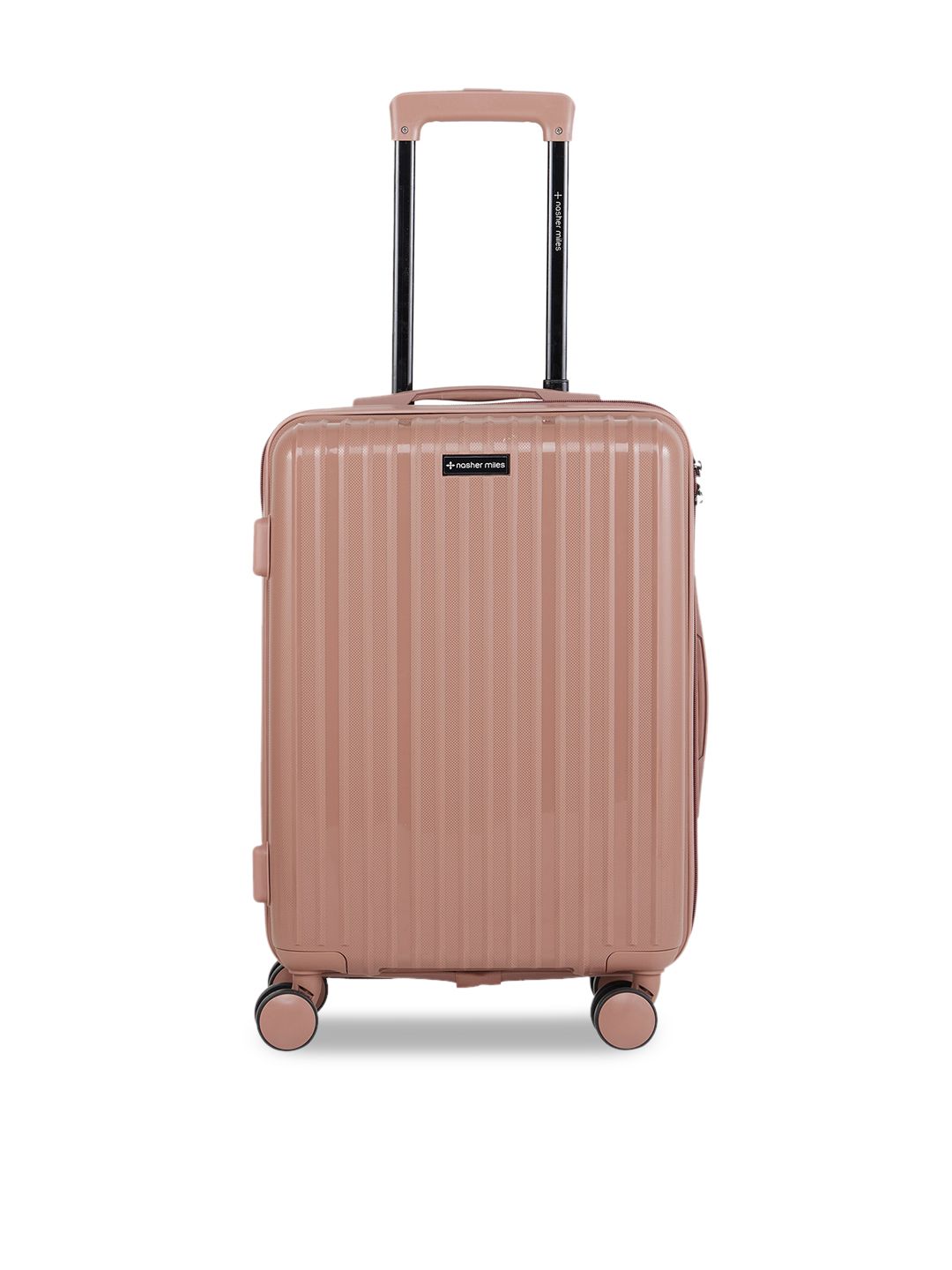 Nasher Miles Rose Gold Textured Hard Sided Small Trolley Bag Price in India