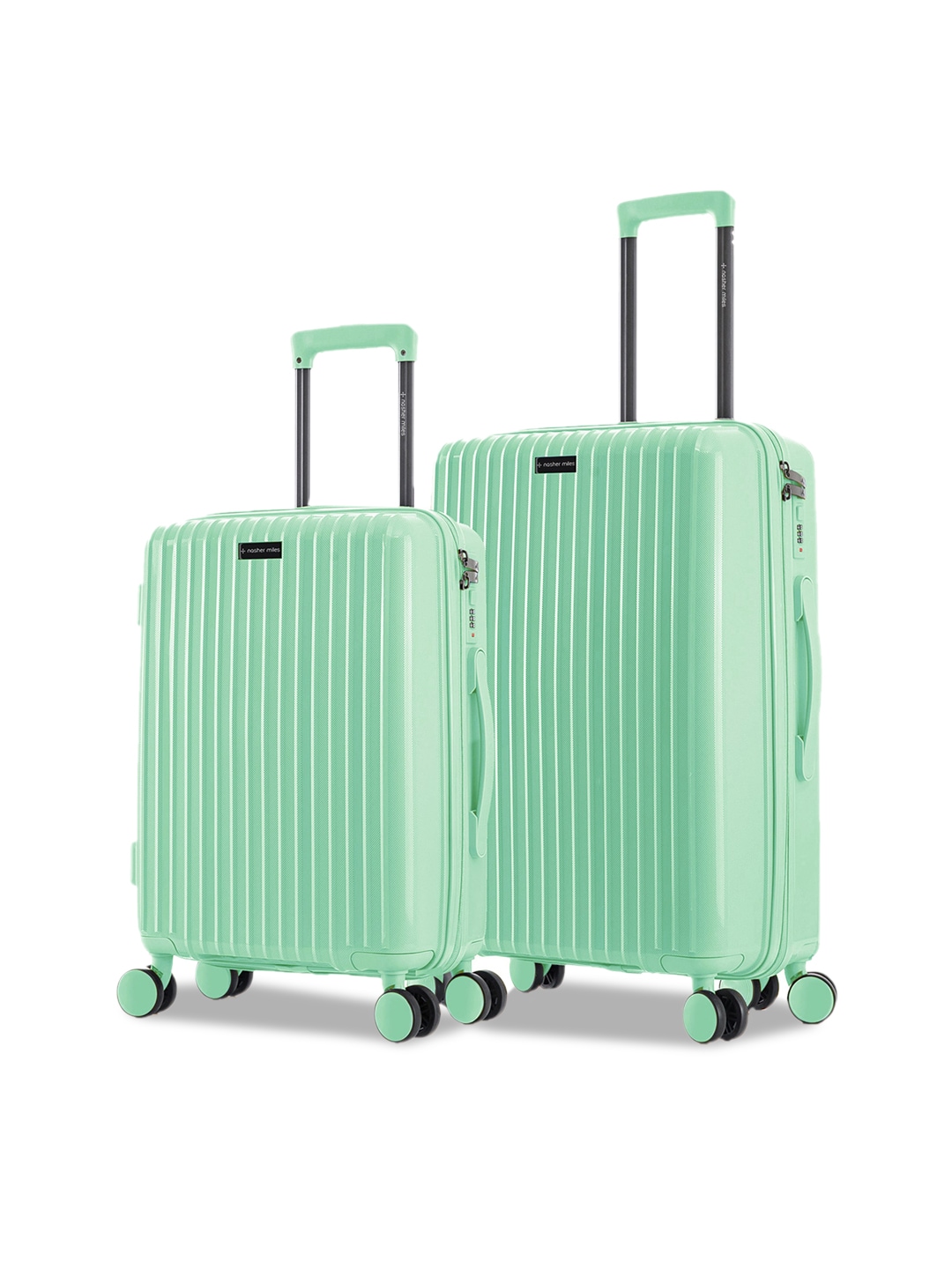 Nasher Miles Set Of 2 Green Textured Hard Sided Trolley Bags Price in India