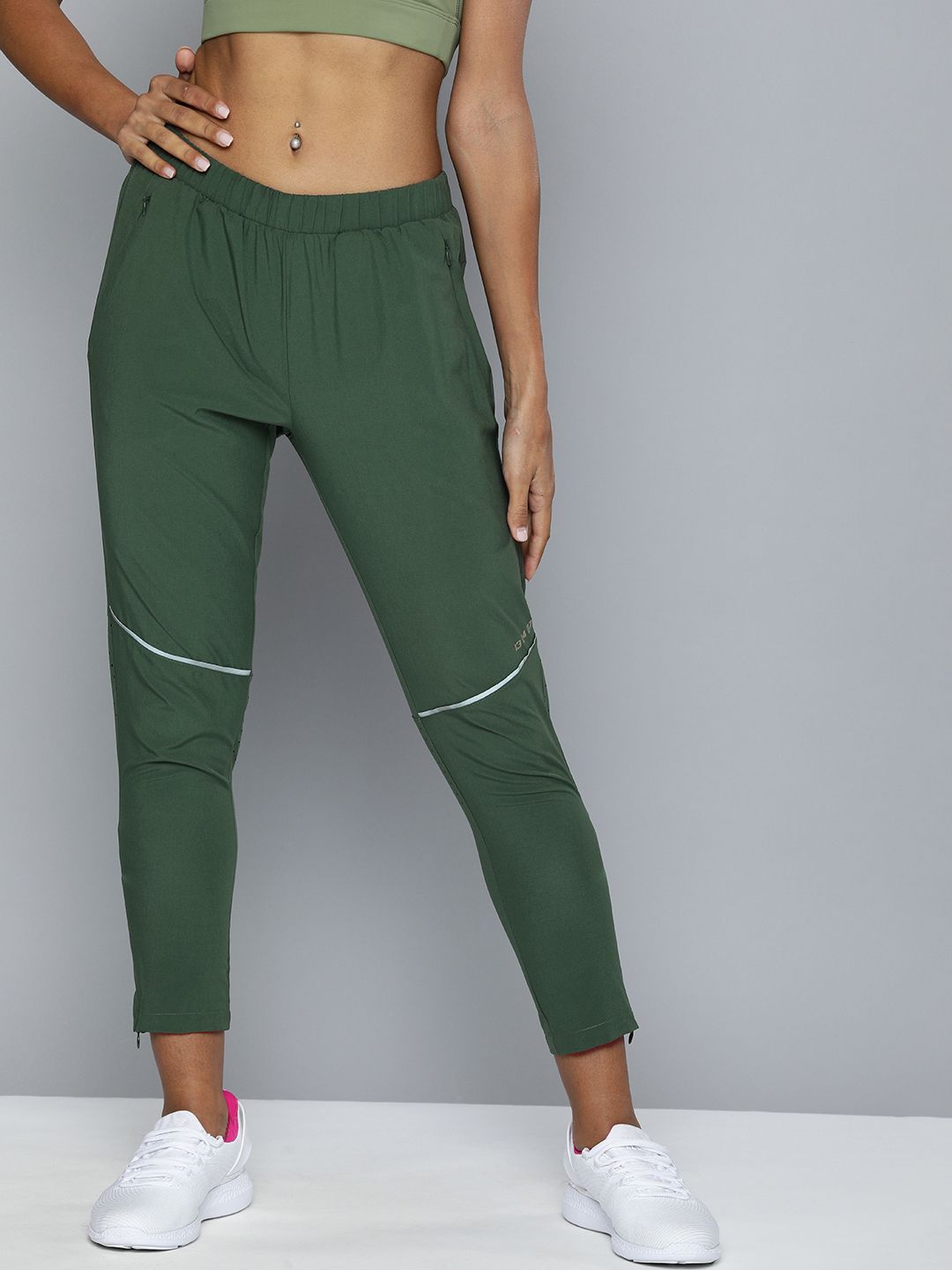 HRX By Hrithik Roshan Women Green Solid Rapid-Dry Track Pants Price in India