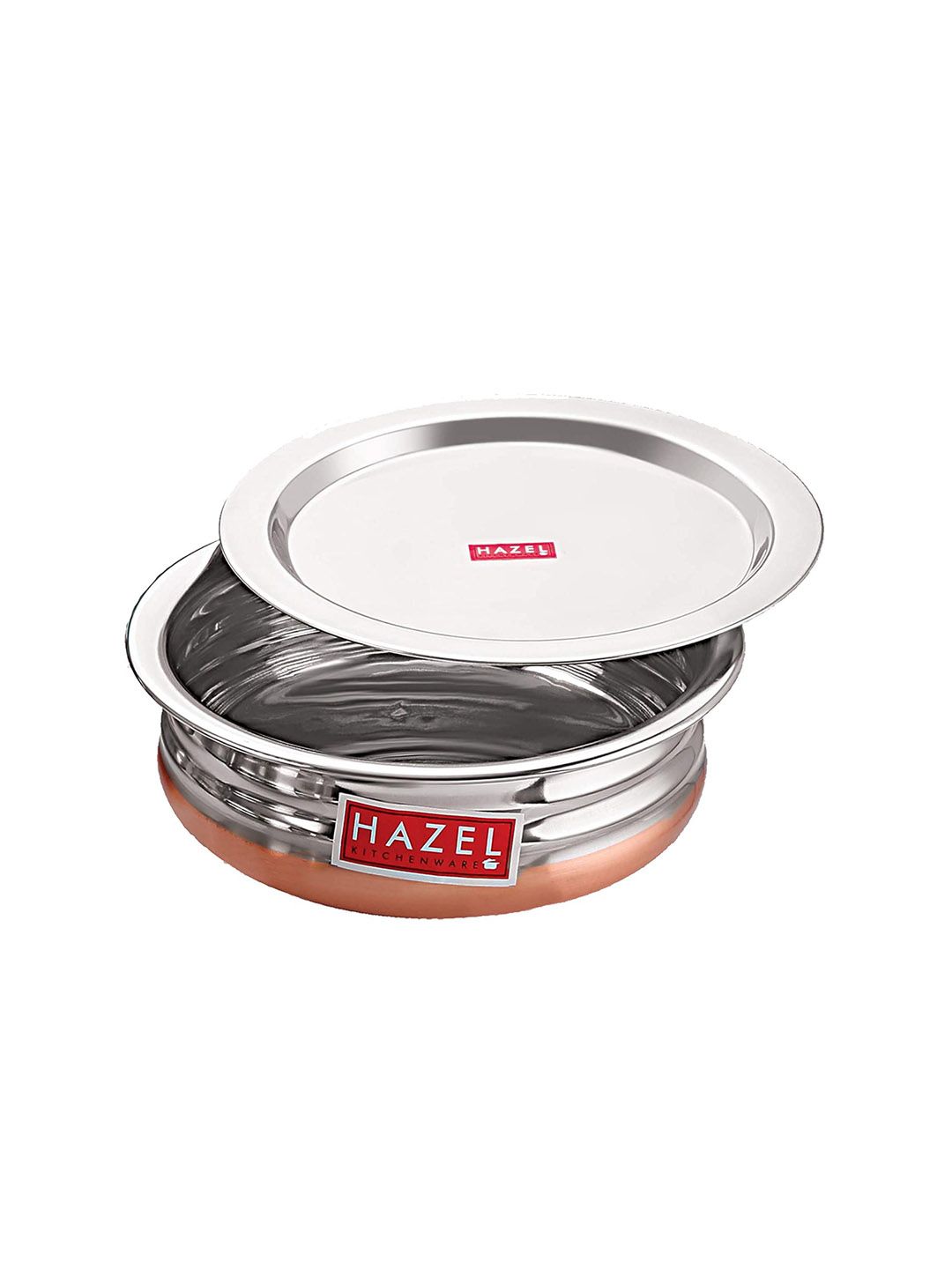 HAZEL Silver-Toned Solid Copper Bottom Stainless Steel Handi With Lid Price in India