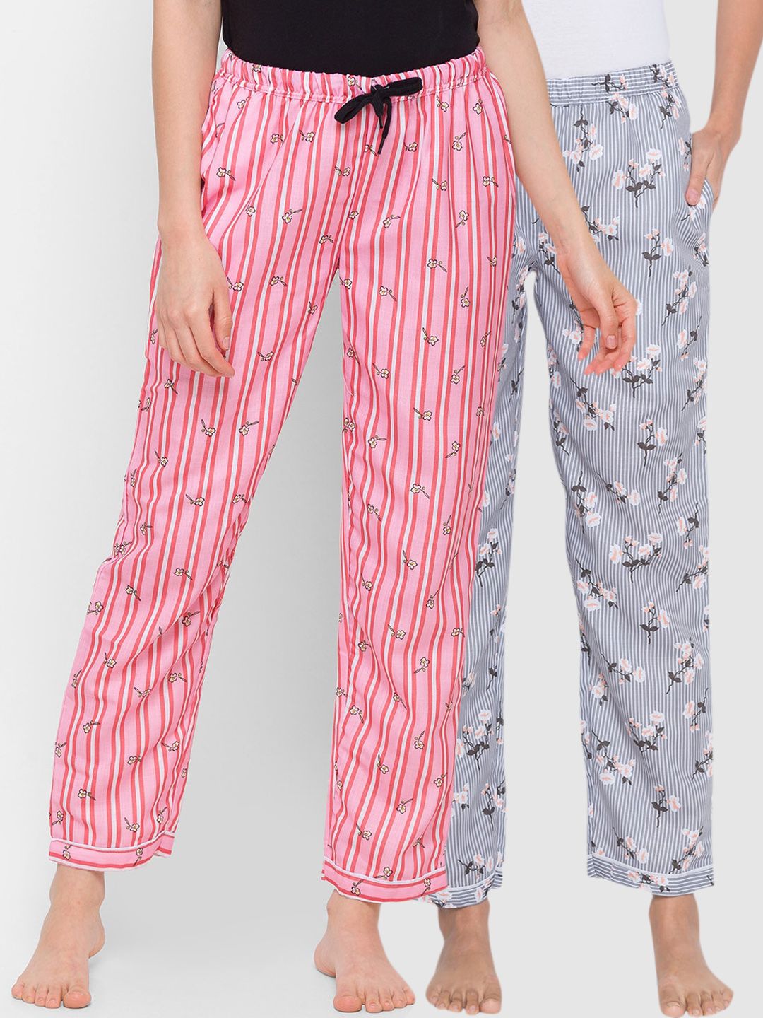 FashionRack Women Pack of 2 Printed Cotton Lounge Pants Price in India