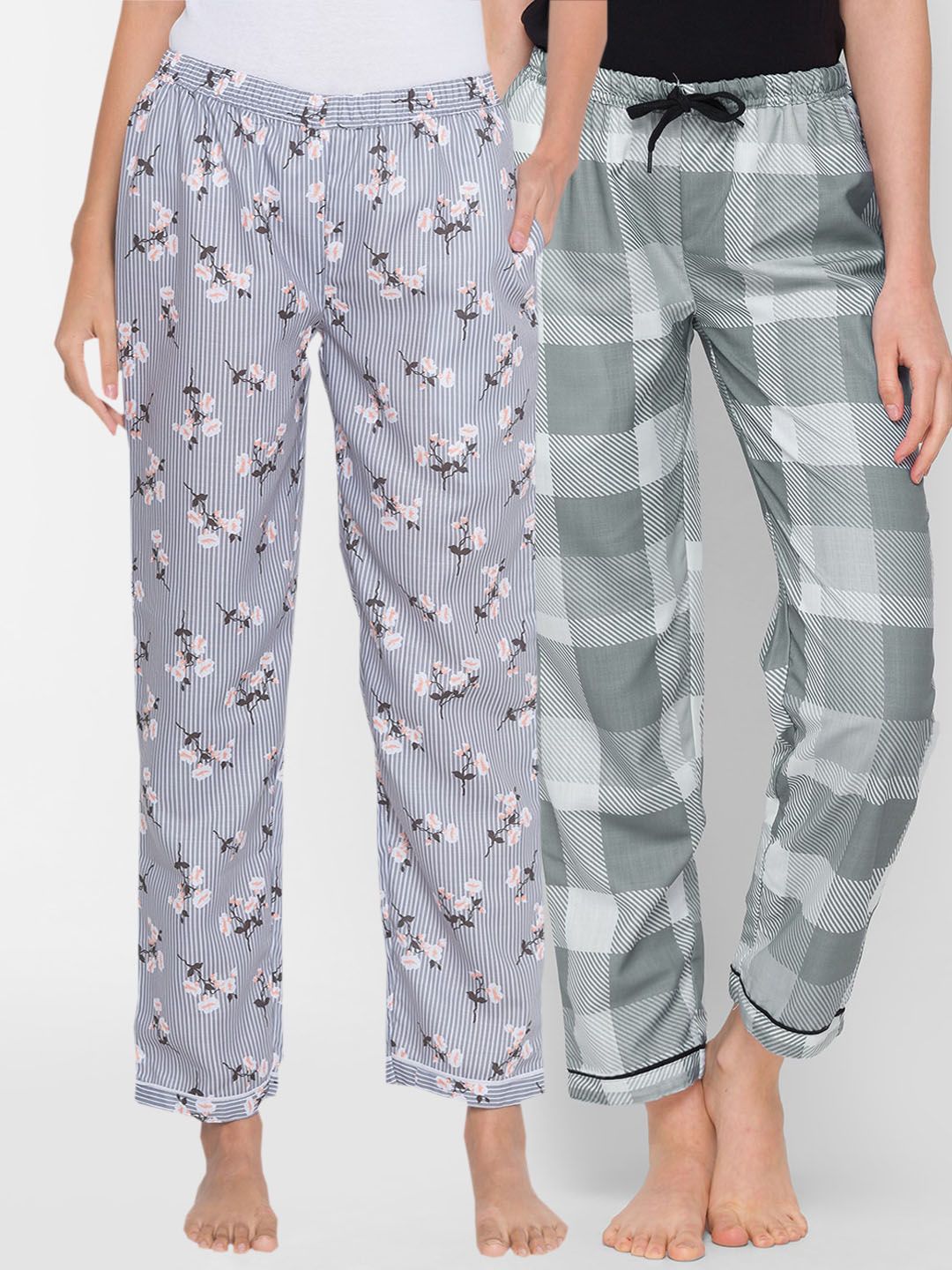 FashionRack Women Pack of 2 Printed Cotton Lounge Pants Price in India