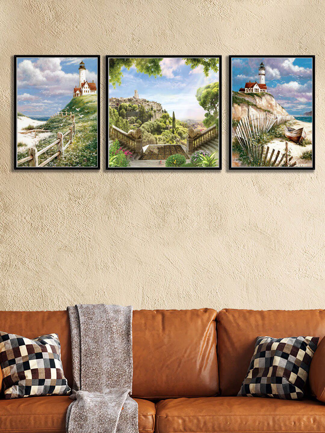 Art Street Set of 3 Natural Landscape Canvas Wall Paintings Price in India