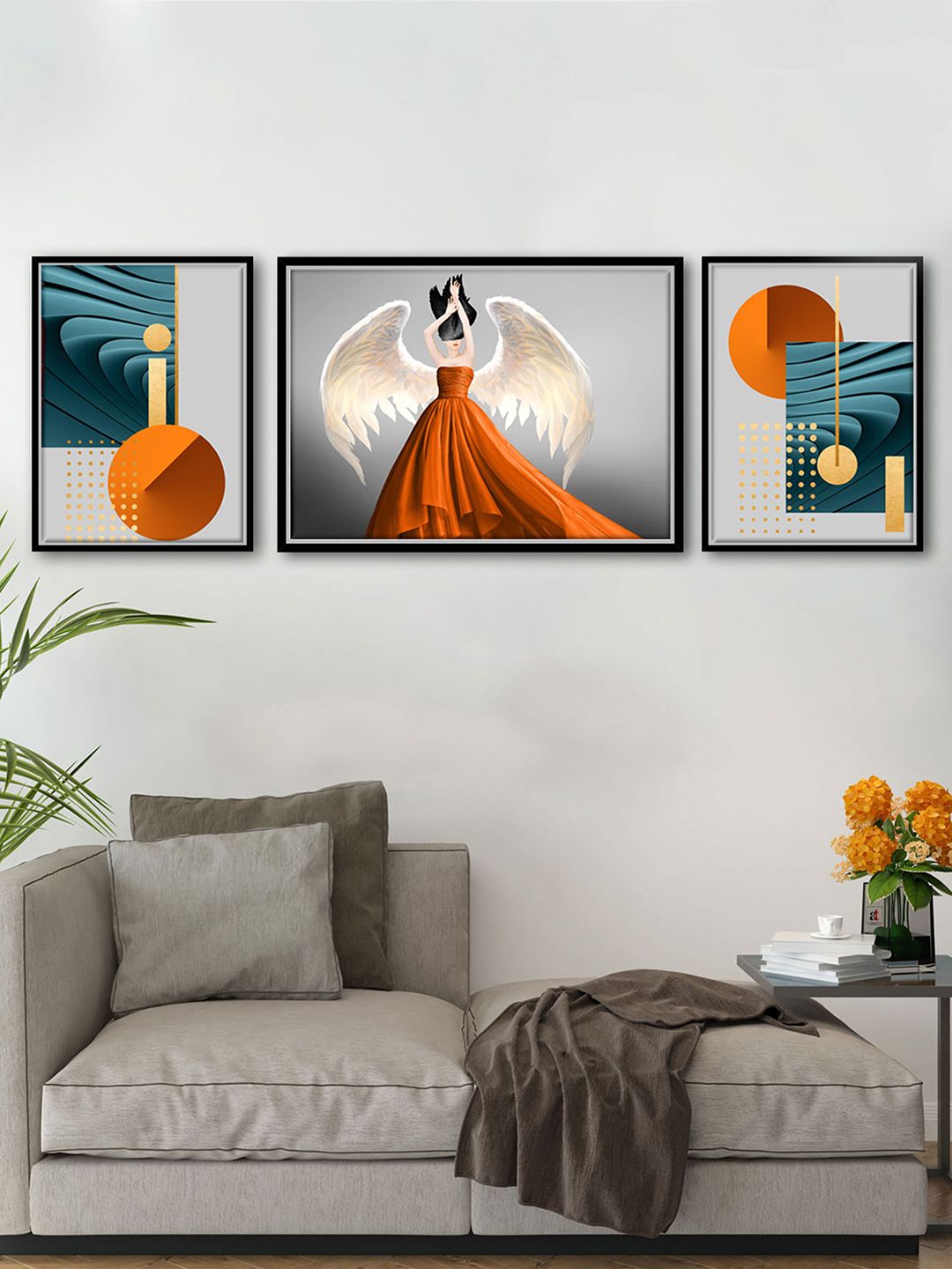 Art Street Set of 3 Abstract Angalenna Wall Paintings Price in India