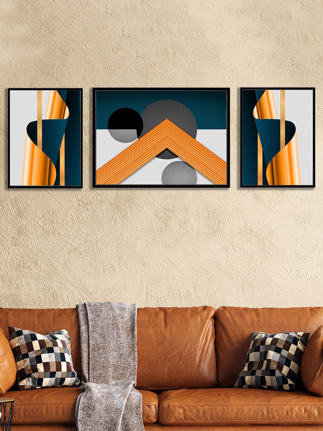 Art Street Set of 3 Geometrical Wall Paintings Price in India