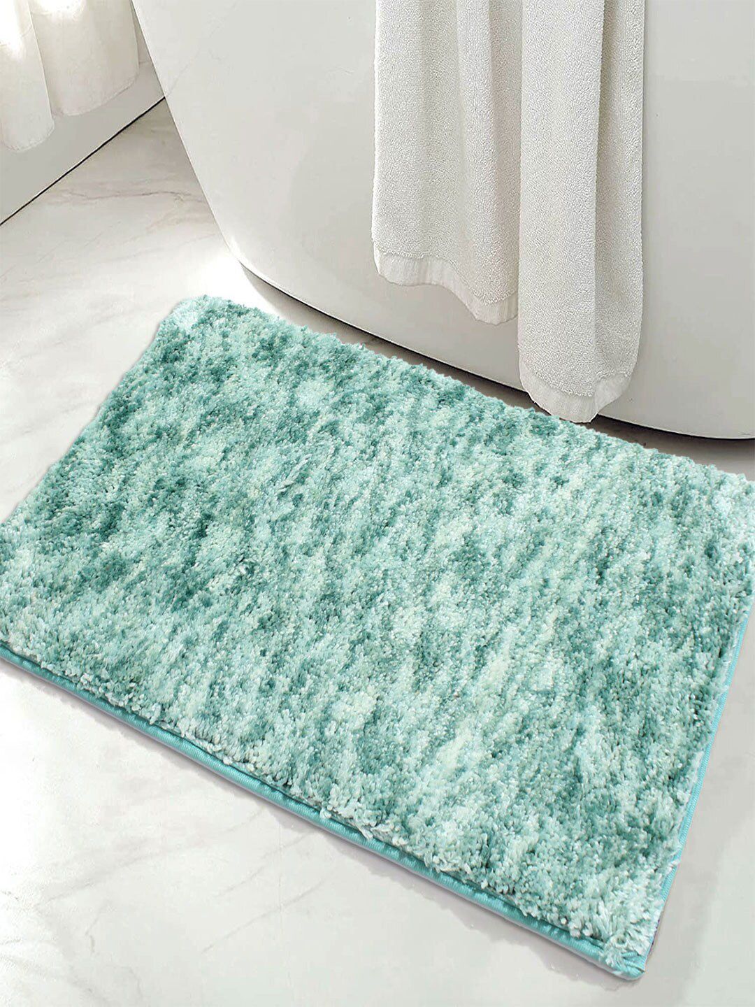 LUXEHOME INTERNATIONAL Set Of 2 Turquoise Blue Textured 1780 GSM Bath Rug Price in India