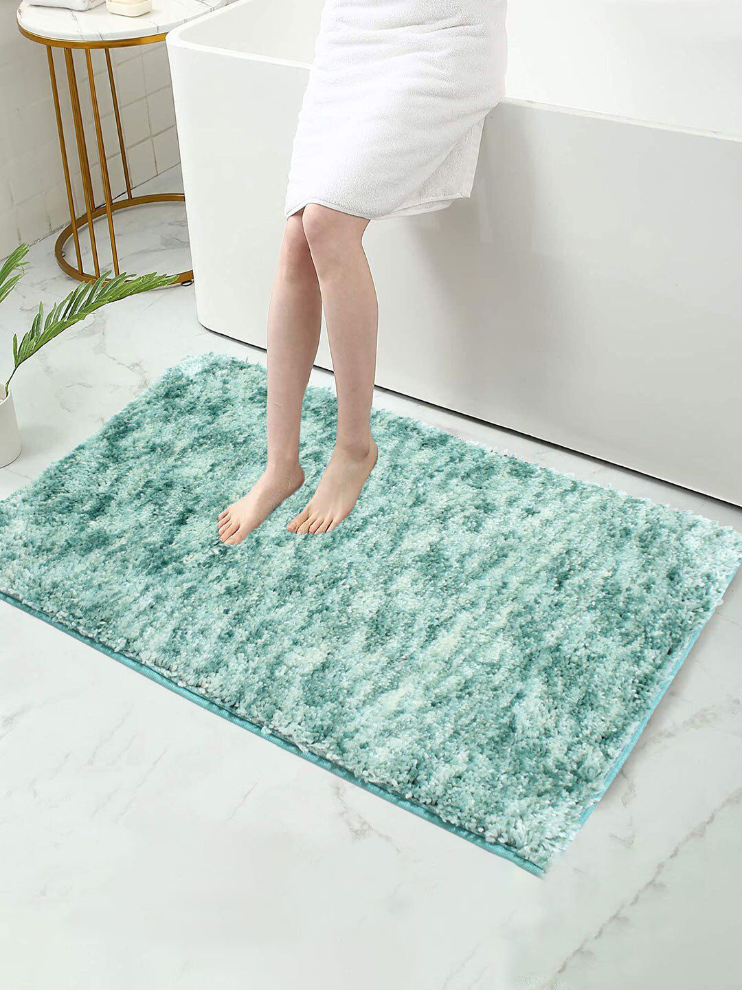 LUXEHOME INTERNATIONAL Turquoise Blue Solid Anti-Skid Doormat Price in India
