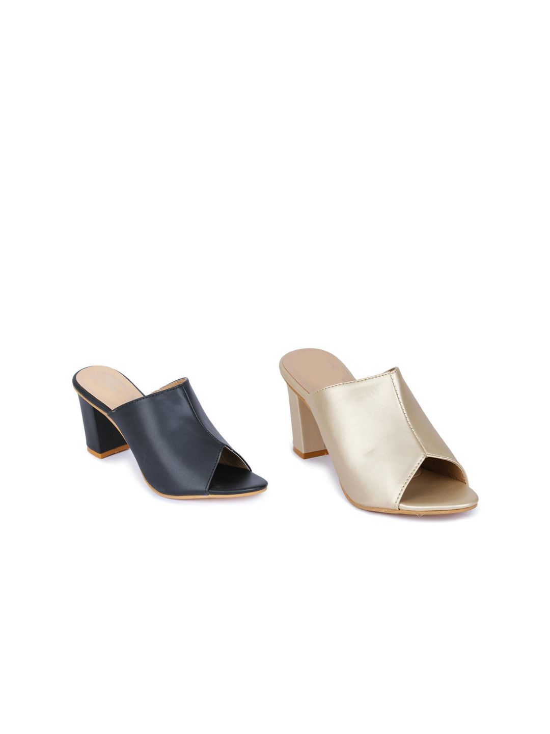 VAYONAA Multicoloured Colourblocked PU Block Mules Price in India