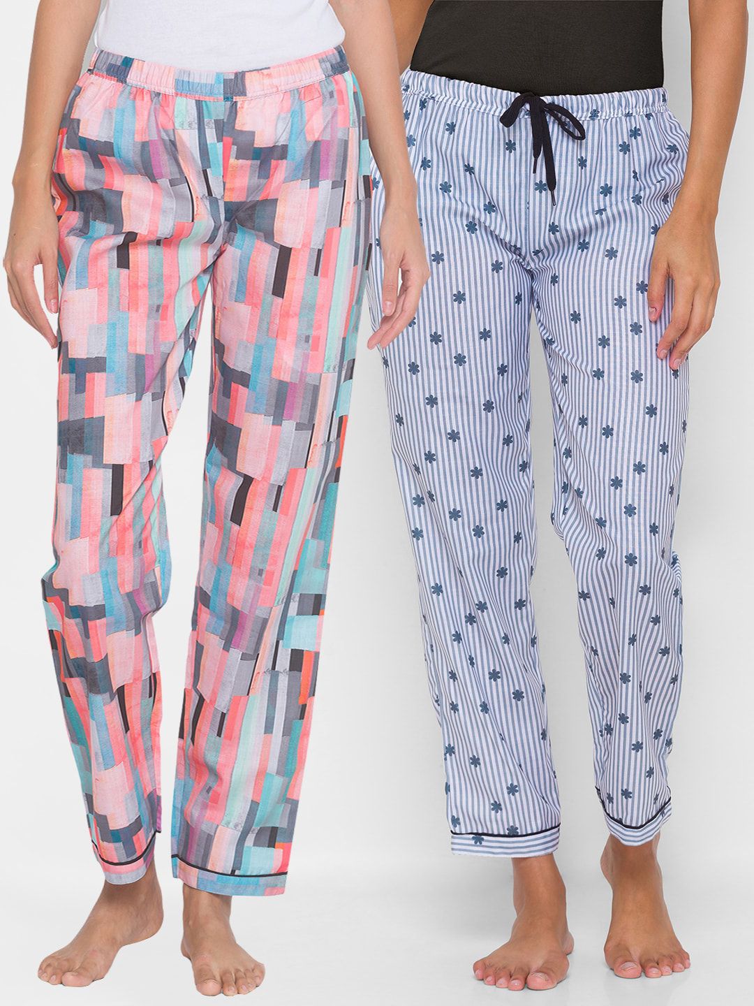 FashionRack Women Pack of 2 Printed Lounge Pants Price in India