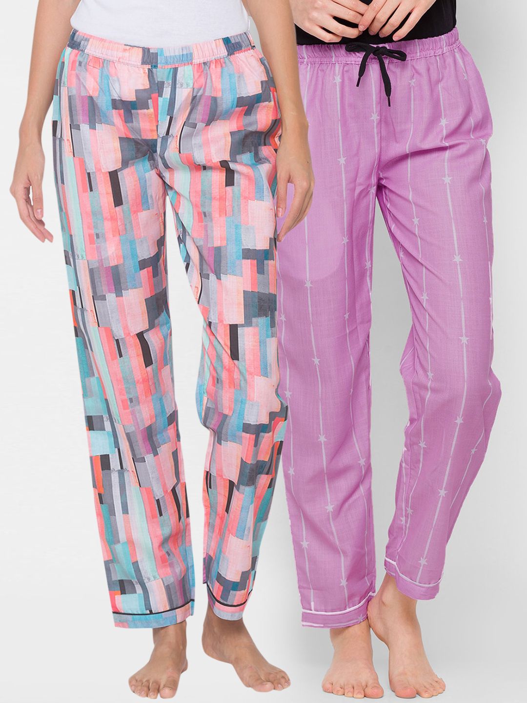 FashionRack Women Pack of 2 Printed Lounge Pants Price in India