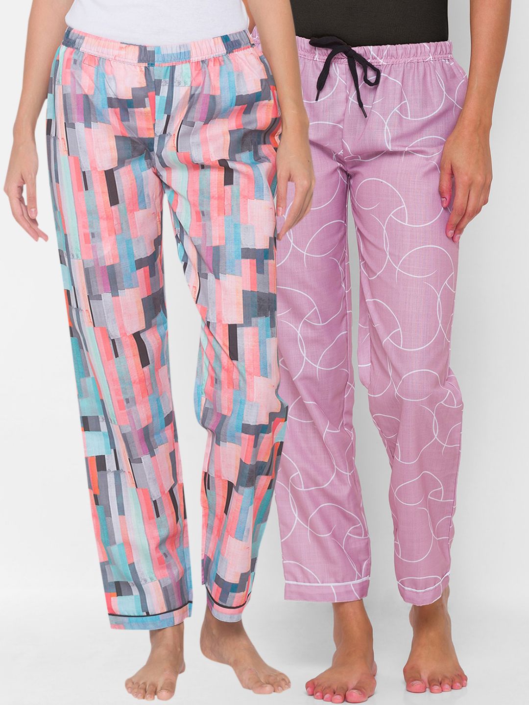 FashionRack Women Pack of 2 Printed Lounge Pants Price in India