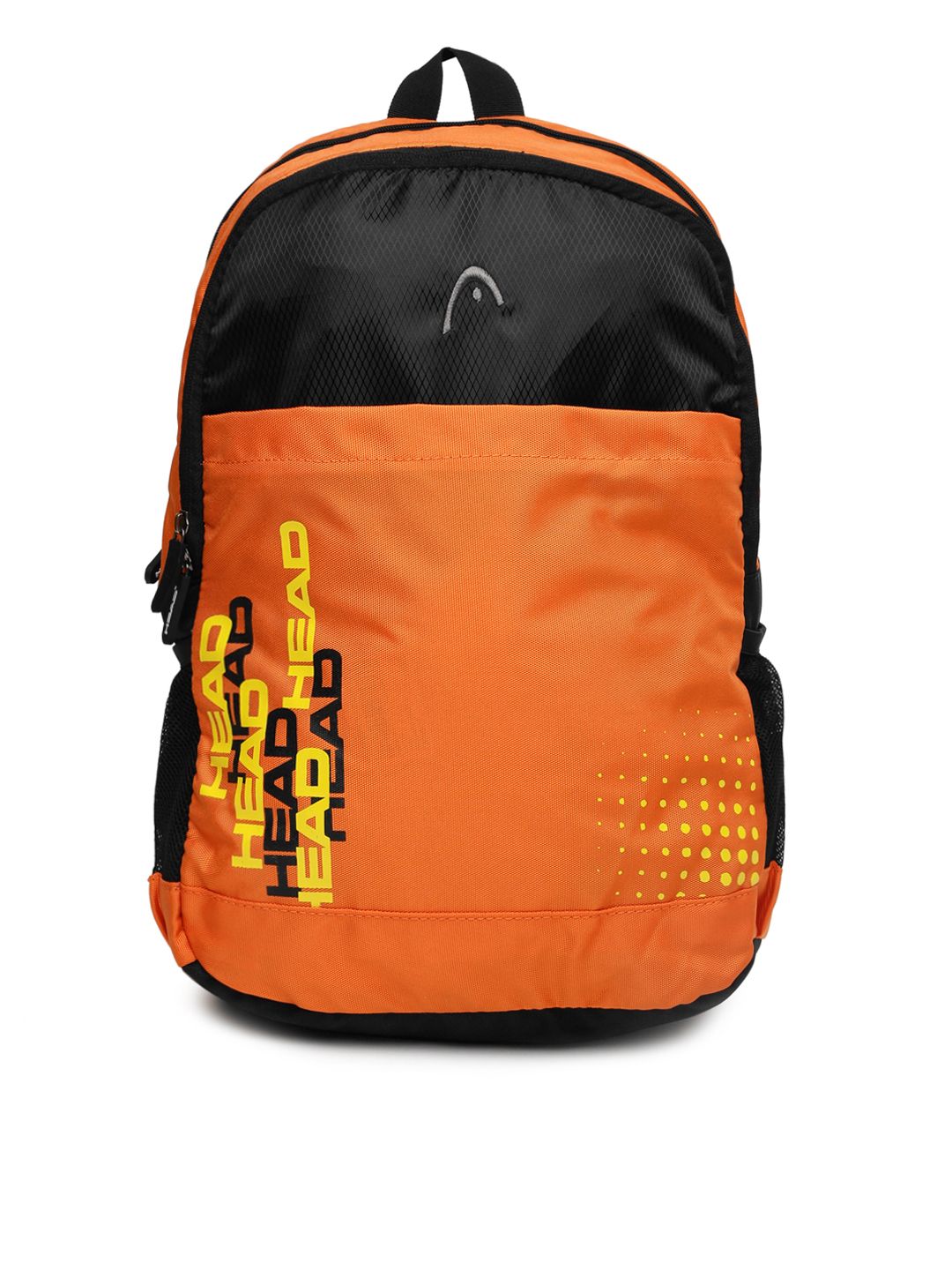 Head Unisex Orange & Black Colourblocked Backpack Price in India