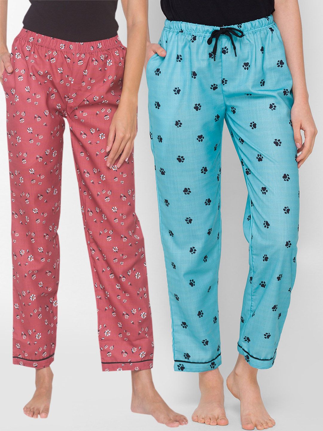 FashionRack Women Pack of 2 Printed Lounge Pants Price in India