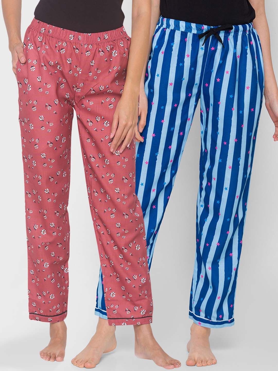 FashionRack Women Pack of 2 Printed Lounge Pants Price in India