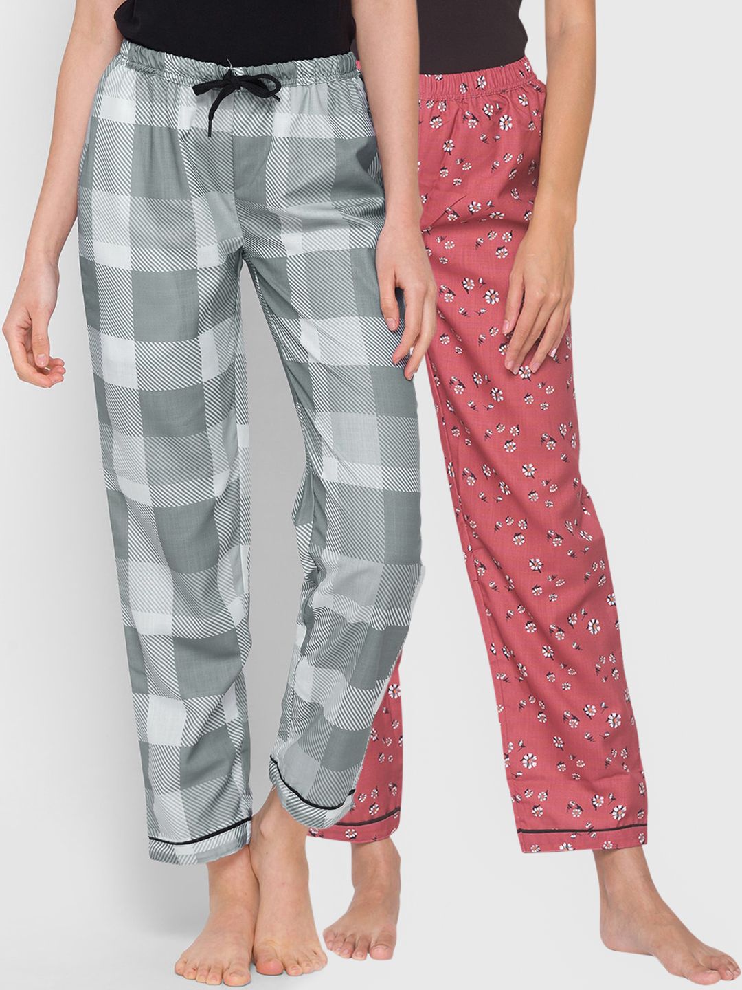 FashionRack Women Pack of 2 Printed Cotton Lounge Pants Price in India