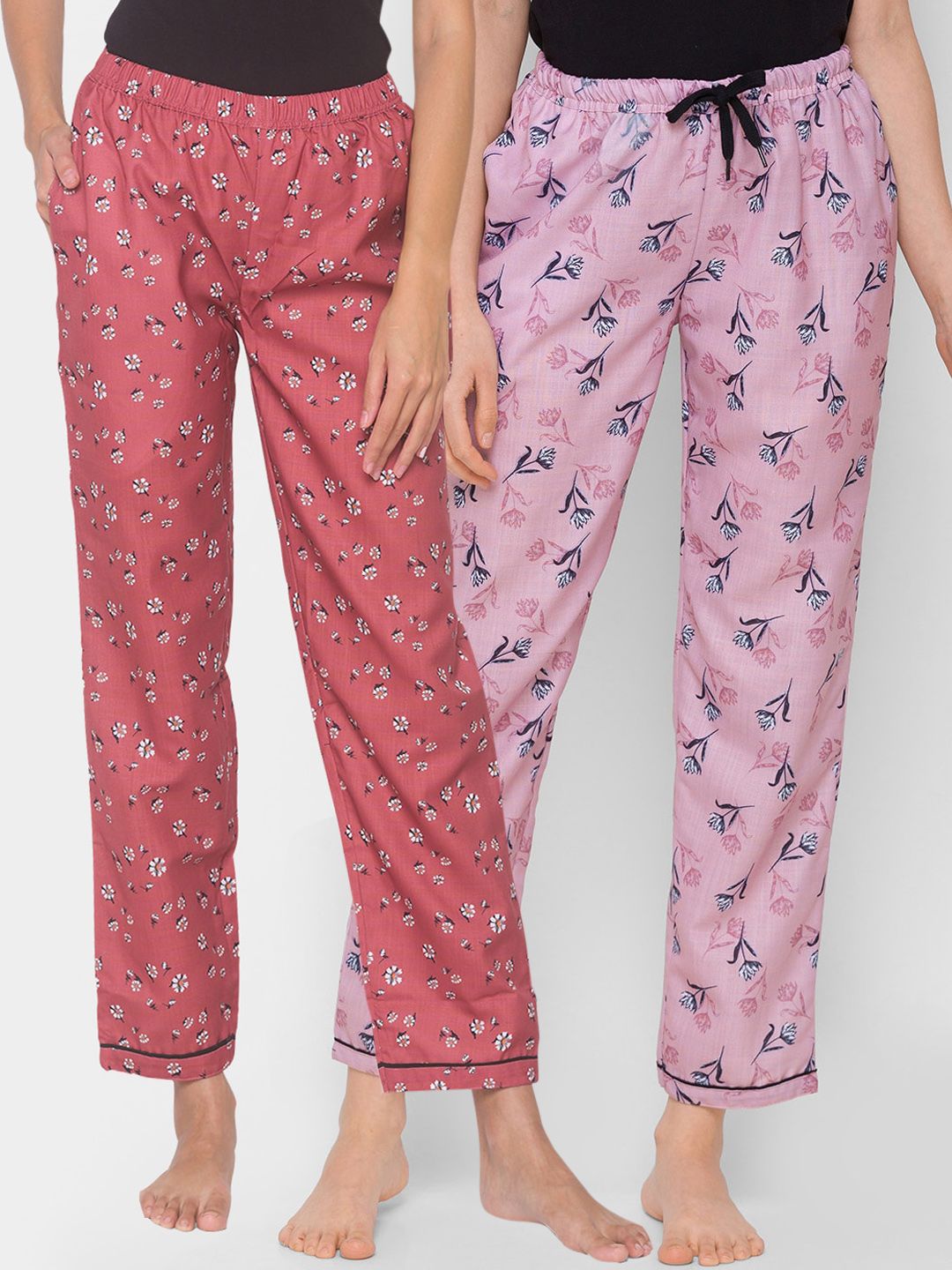 FashionRack Women Pack of 2 Printed Cotton Lounge Pants Price in India