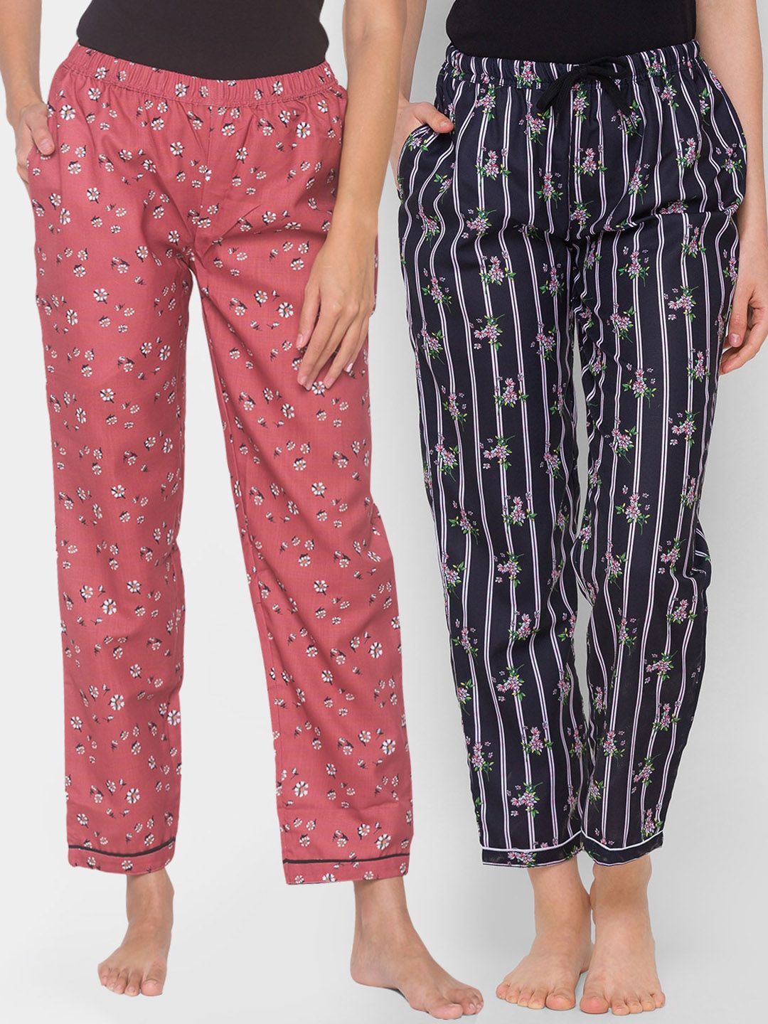 FashionRack Women Pack of 2 Cotton Lounge Pants Price in India