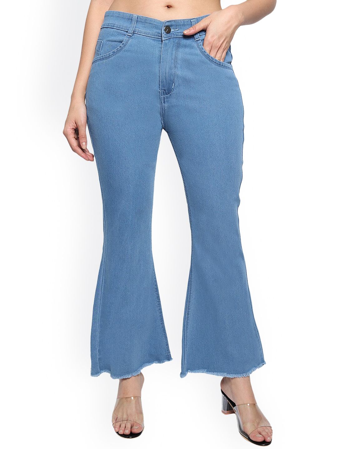 LIVE OK Women Blue Bootcut Mid-Rise Stretchable Jeans Price in India