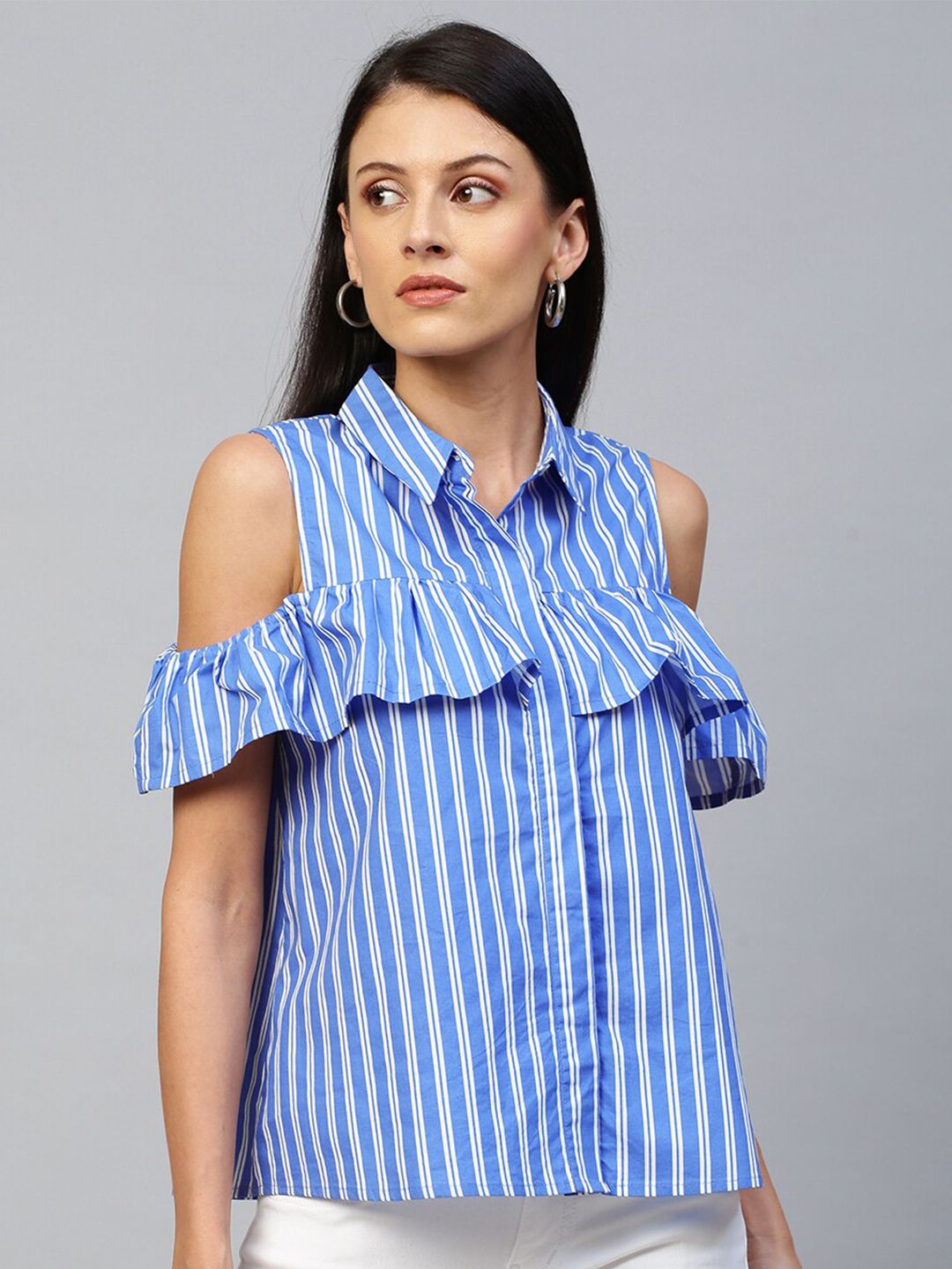 Chemistry Blue Striped Top Price in India
