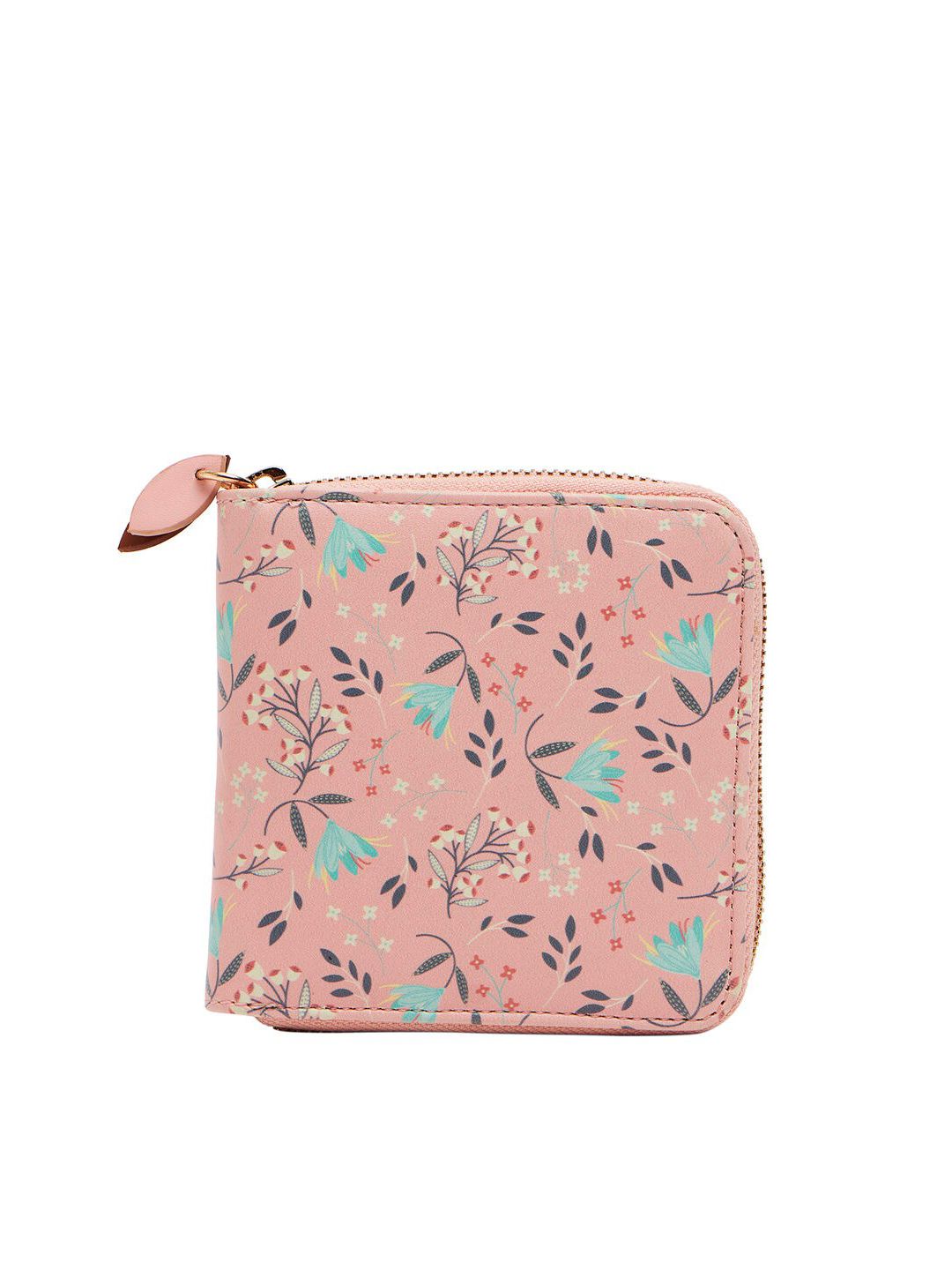 Chumbak Women Pink & Blue Floral Printed PU Two Fold Wallet Price in India