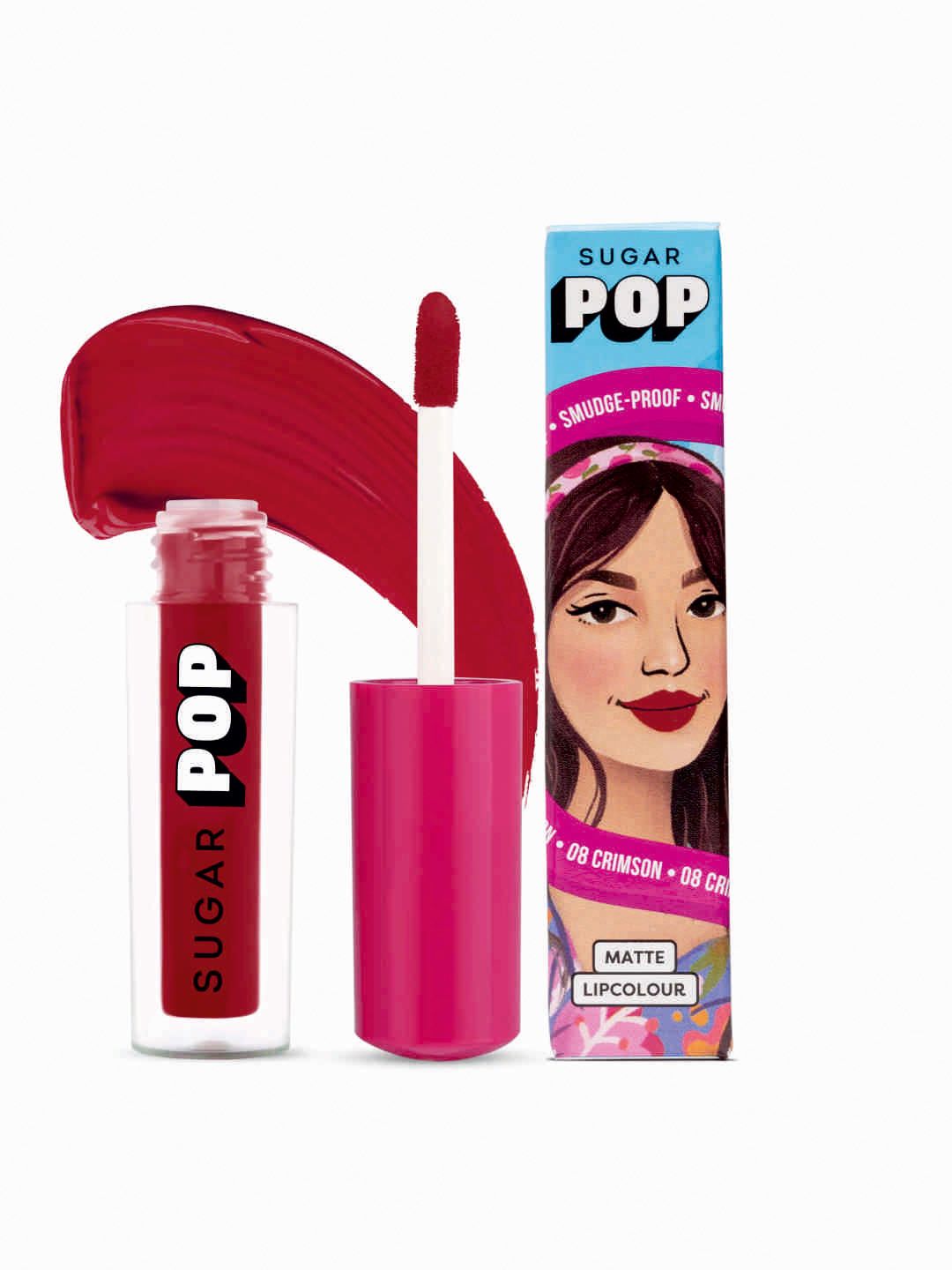 SUGAR POP 8 Hour Stay Non-Drying & Smudge Proof Matte Lipcolour 1.6 ml - Crimson 08