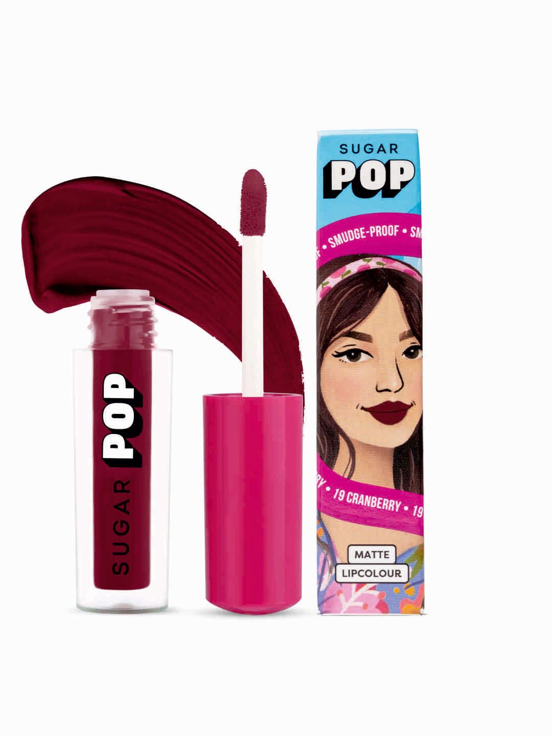 SUGAR POP 8 Hour Stay Non-Drying & Smudge Proof Matte Lipcolour 1.6 ml - Cranberry 19