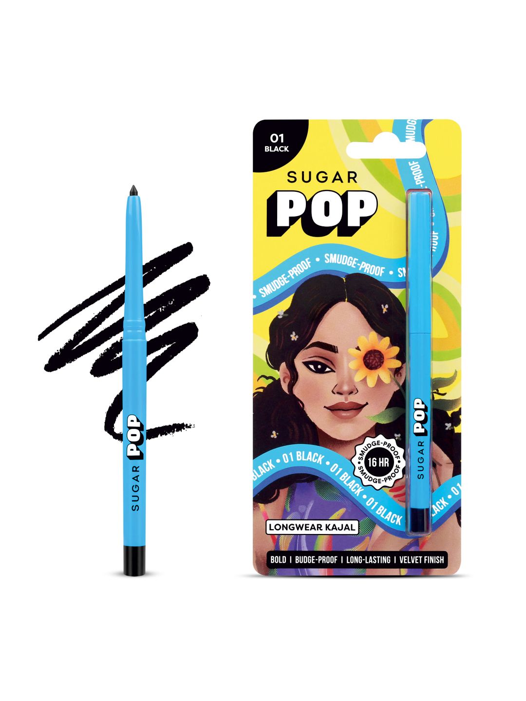 SUGAR POP 16 Hour Stay Waterproof Longwear Kajal 0.3 g - Black 01