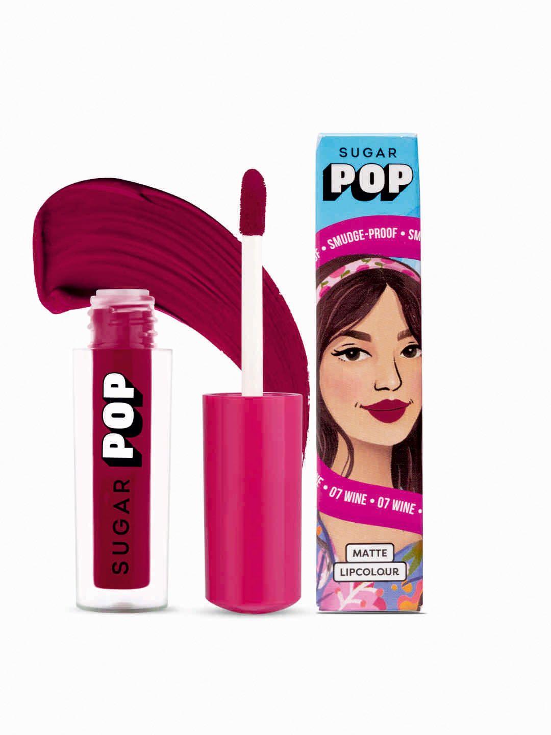 SUGAR POP Non-Drying Smudge Proof Matte Liquid Lipstick 1.6 ml - Wine 07