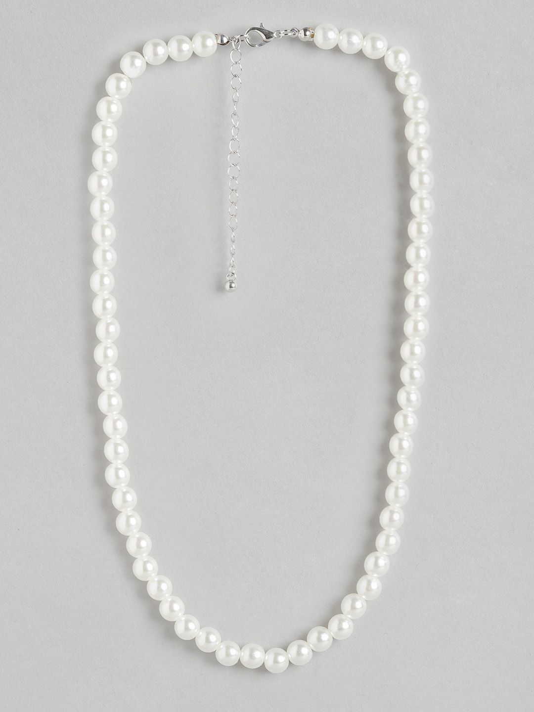 Carlton London White & Silver-Toned Rhodium-Plated Necklace Price in India