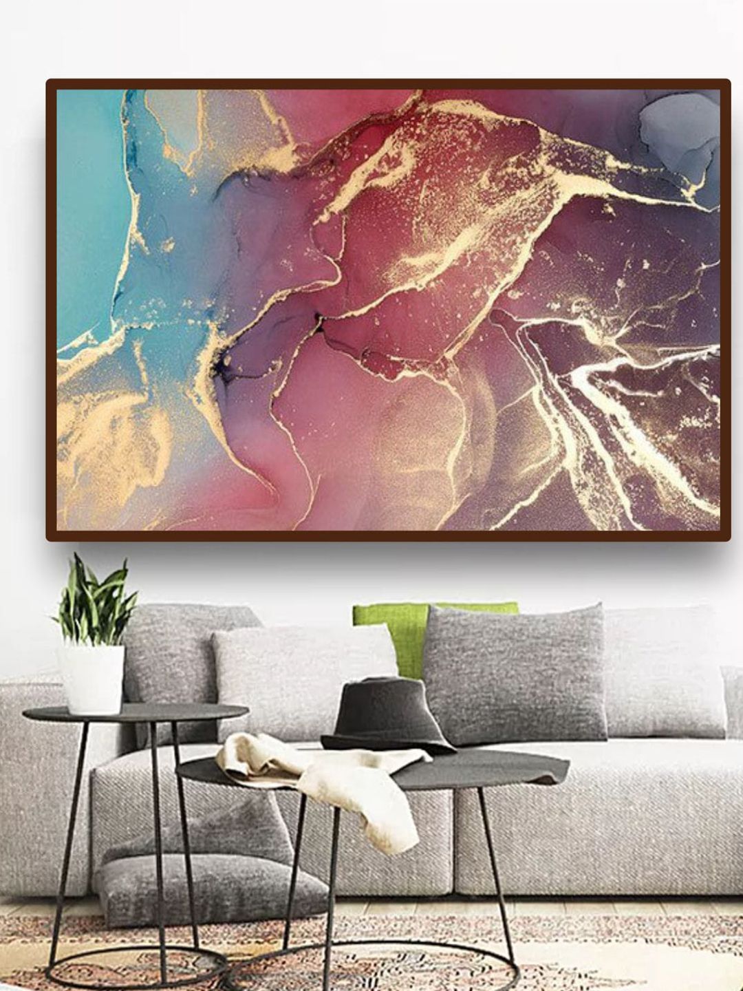 The Art House Blue & Grey Abstract Painting Wall Art Price in India
