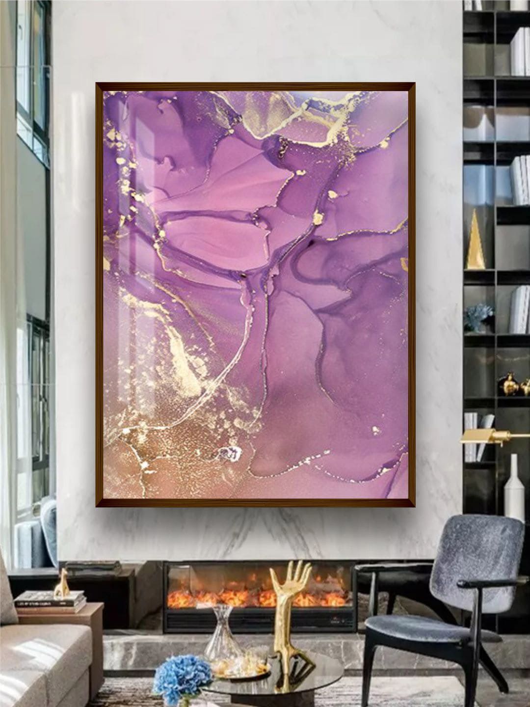 The Art House Purple & Gold-Toned Printed  Abstract Wall Art Price in India