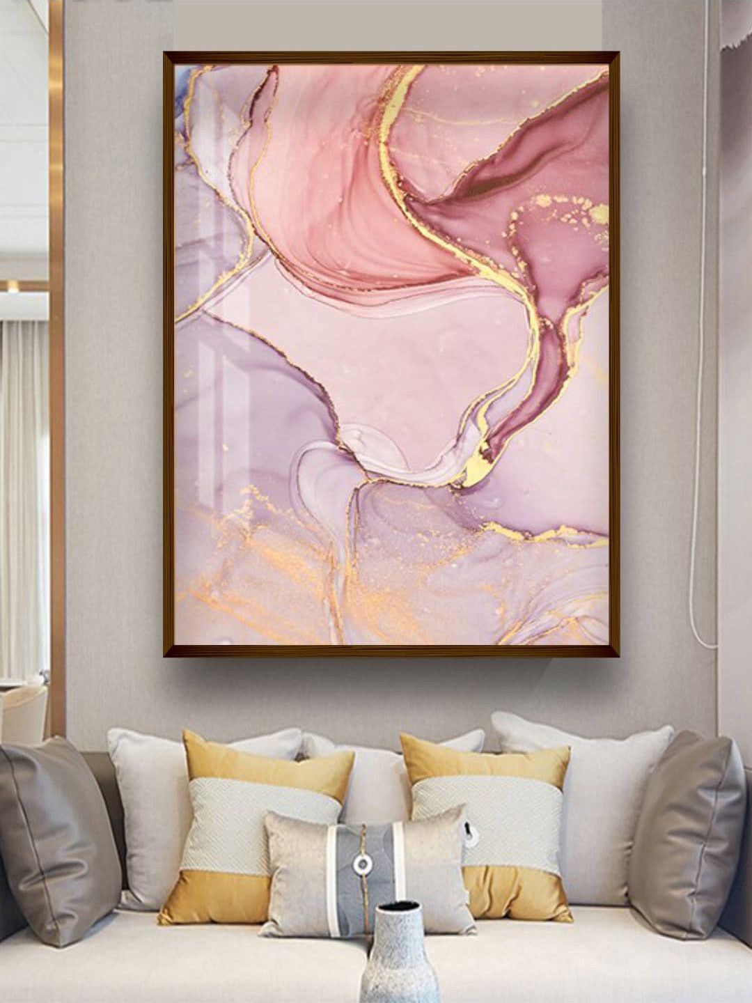 The Art House Pink & Purple Abstract Painting Wall Art Price in India