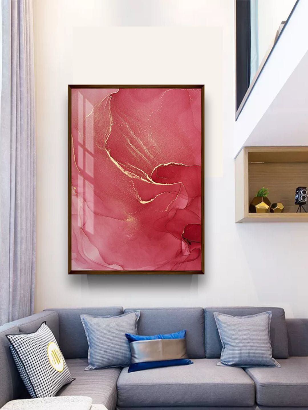 The Art House Red & Gold-Toned  Printed Framed Wall Art Price in India