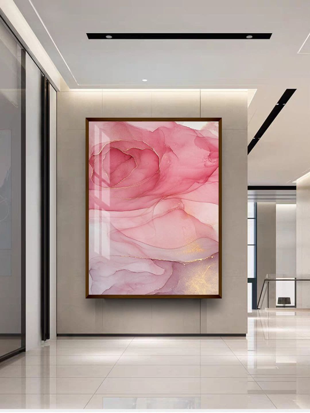 The Art House White & Pink Abstract Painted Wall Art Price in India