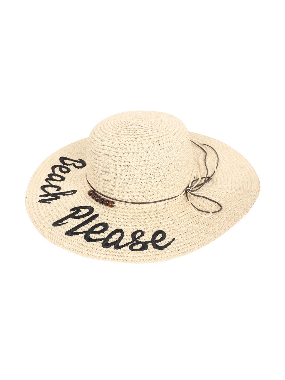 FabSeasons Women Beige Embroidered BEACH PLEASE Sun Hat Price in India