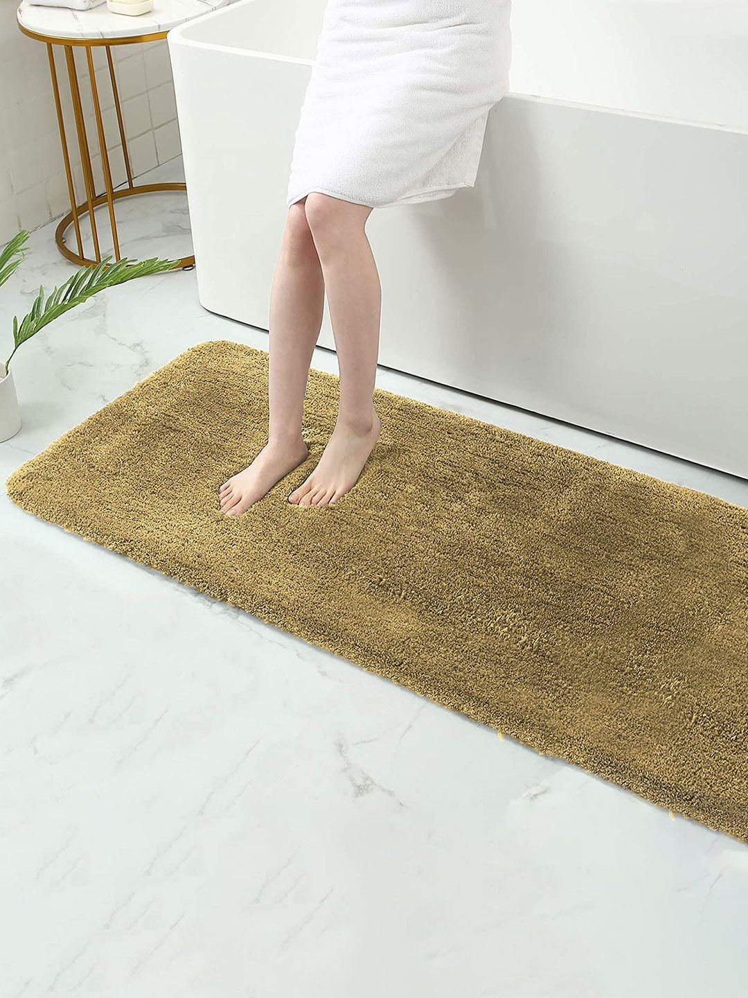 LUXEHOME INTERNATIONAL Brown Solid 1900 GSM Bath Rug Price in India