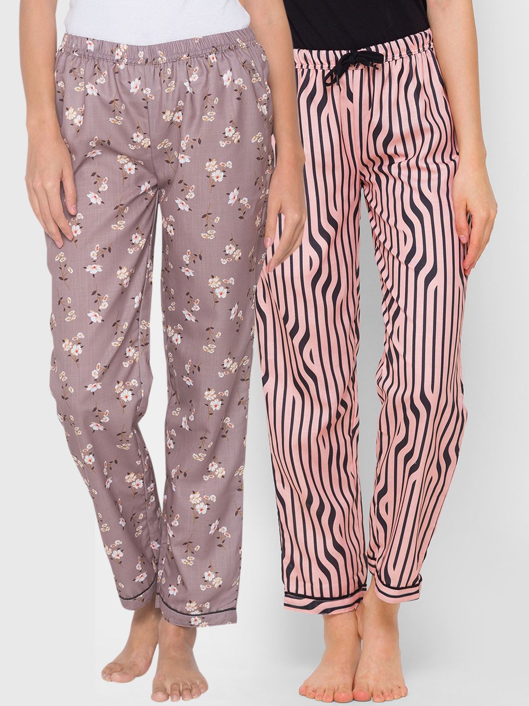 FashionRack Women Pack of 2 Printed Cotton Lounge Pants Price in India